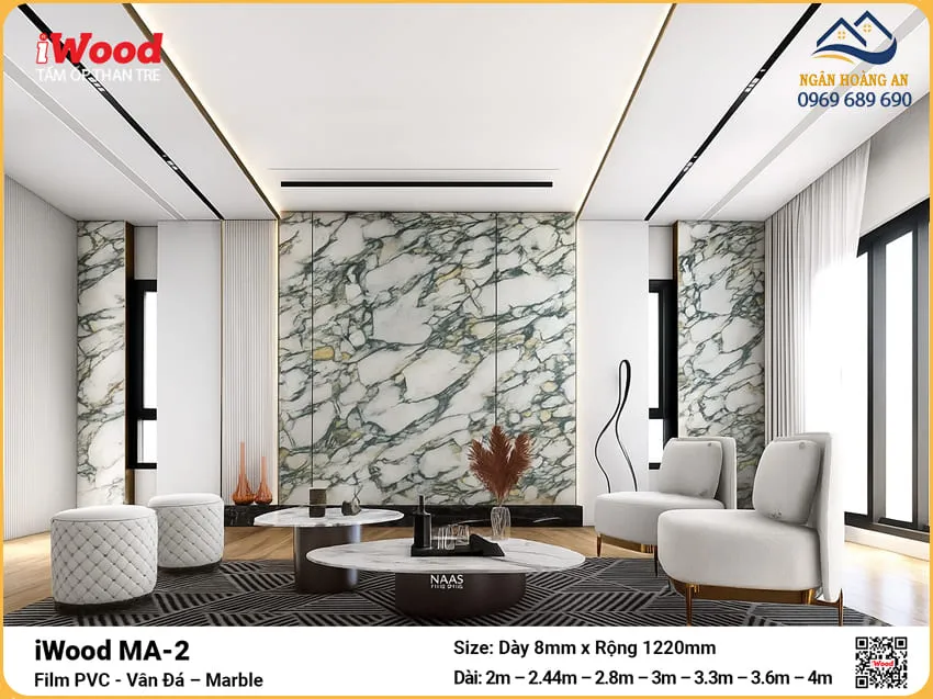 Tấm Ốp Than Tre iWood MA-2 Trang Trí Phòng Khách