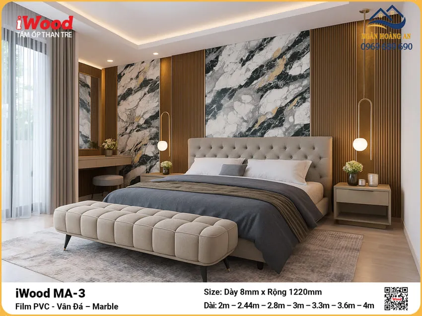 Tấm Ốp Than Tre iWood MA-3 Vân Đá Ốp Vách Đầu Giường Tấm Ốp Than Tre iWood MA-3 Vân Đá Ốp Vách Đầu Giường