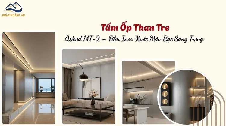 Tấm Ốp Than Tre iWood MT-2 – Film Inox Xước Màu Bạc Sang Trọng