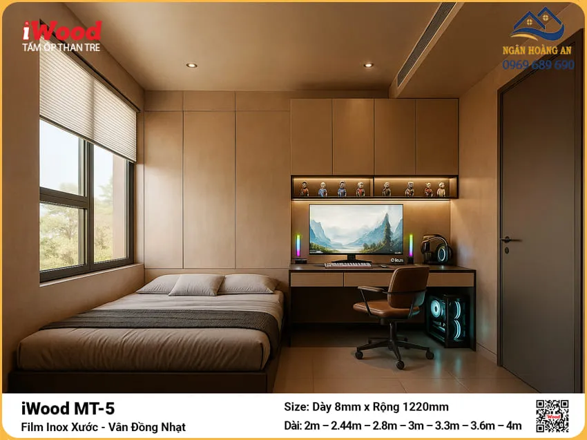 Tấm Ốp Than Tre iWood MT-5 Xước Đồng Ốp Vách Đầu Giường