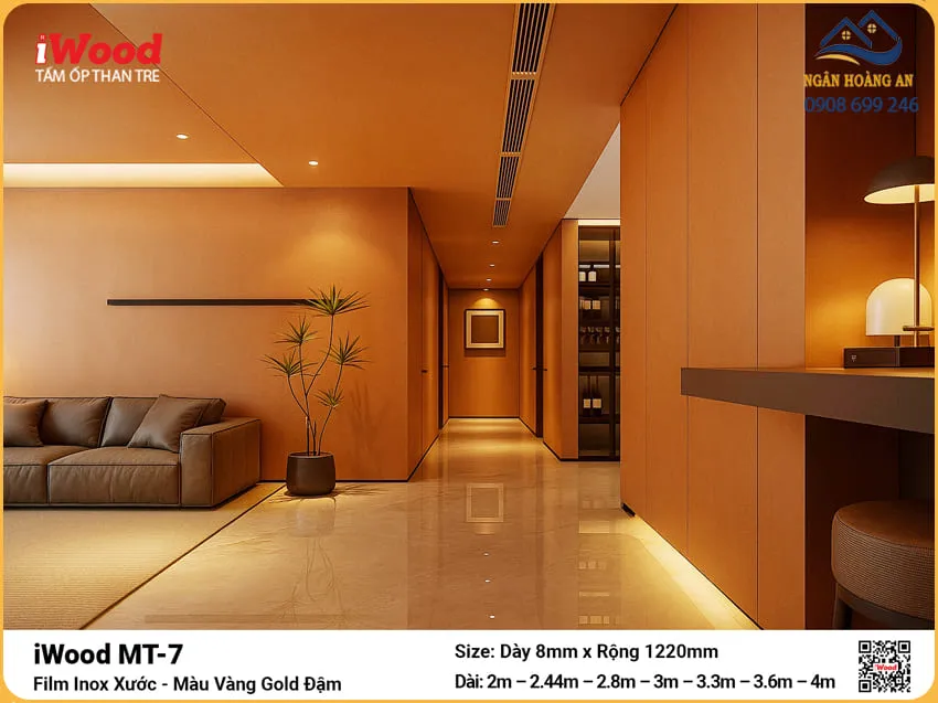 Tấm Ốp Than Tre iWood MT-7 nox Vàng Gold Trang Trí Nhà Ở