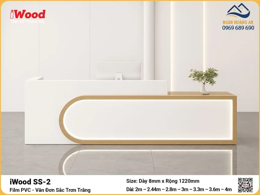 Tấm Ốp Than Tre iWood SS-2 Đơn Sắc Trắng Ốp Lễ Tân