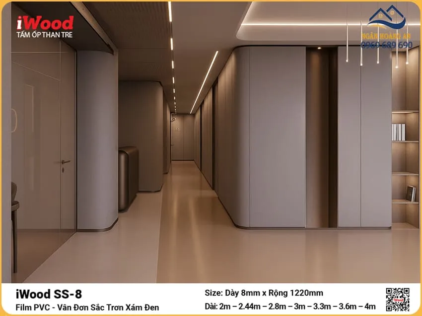 Tấm Ốp Than Tre iWood SS-8 Xám Đen Ốp Nội Thất