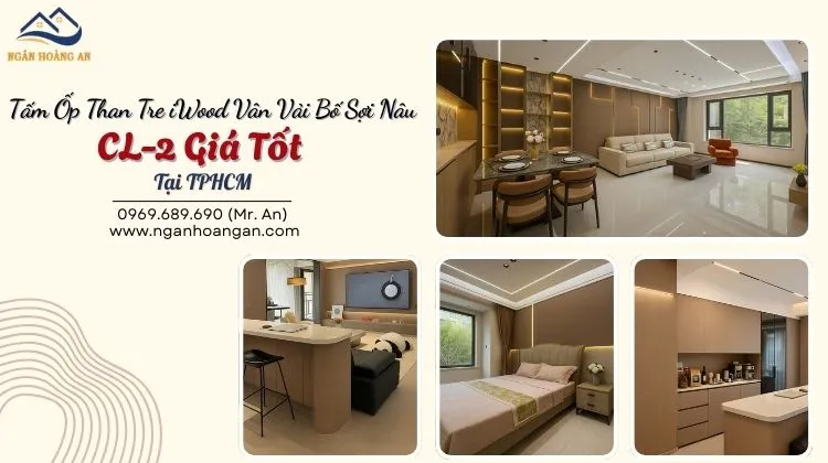 Tấm Ốp Than Tre iWood Vân Vải Bố Sợi Nâu CL-2 Giá Tốt Tại TPHCM