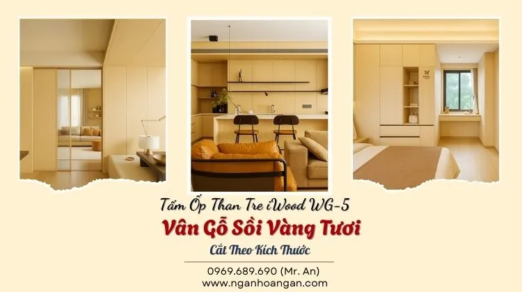 Tấm Ốp Than Tre iWood WG-5 Vân Gỗ Sồi Vàng Tươi Cắt Theo Kích Thước