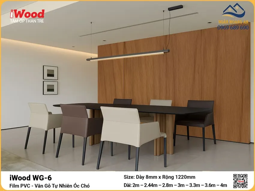 Tấm Ốp Than Tre iWood WG-6 Vân Gỗ Óc Chó Ốp Phòng Bếp