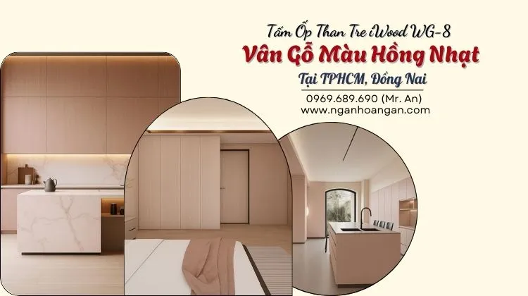 Tấm Ốp Than Tre iWood WG-8 Vân Gỗ Màu Hồng Nhạt Tại TPHCM, Đồng Nai