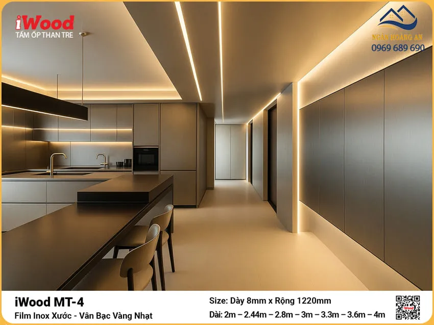 Tấm Ốp Than Tre MT-4 Inox Vàng Nhạt Cắt Theo Kích Thước