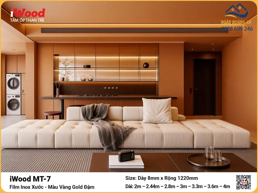 Tấm Ốp Than Tre MT-7 Inox Vàng Gold Đậm Cắt Theo Kích Thước