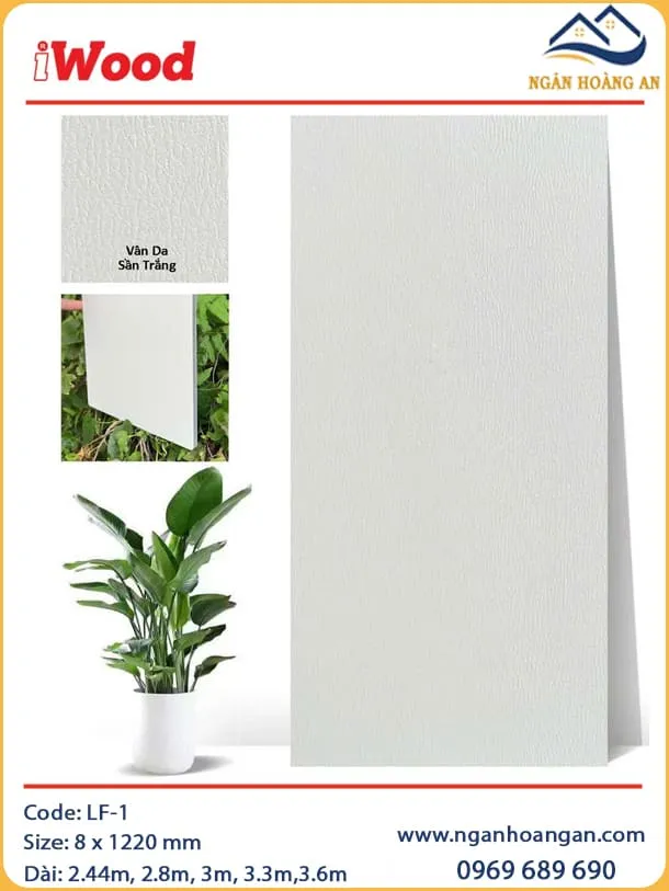 Tấm Ốp Than Tre Ốp Tường Sần Trắng iWood LF-1