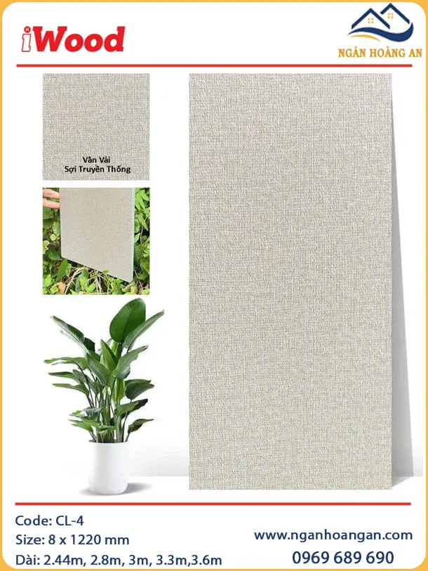Tấm Ốp Sợi Than Tre Ốp Tường Vân Vải iWood CL-4