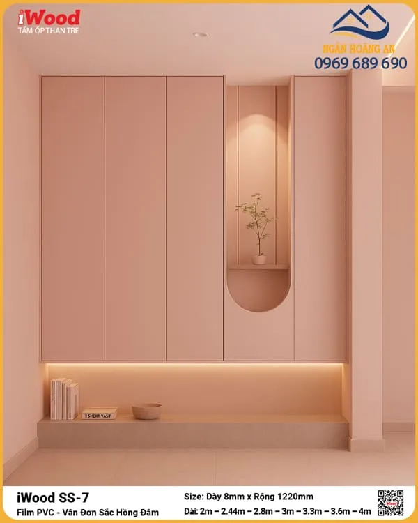 Tấm Ốp Than Tre SS-7 Hồng Đậm Ốp Vách Trang Trí