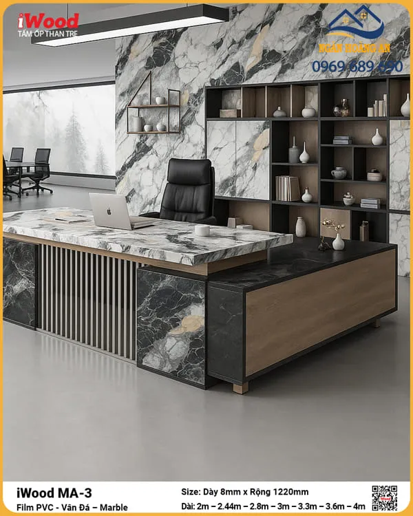 Tấm Ốp Than Tre Vân Đá iWood MA-3 Ốp Tường Văn Phòng Tấm Ốp Than Tre Vân Đá iWood MA-3 Ốp Tường Văn Phòng