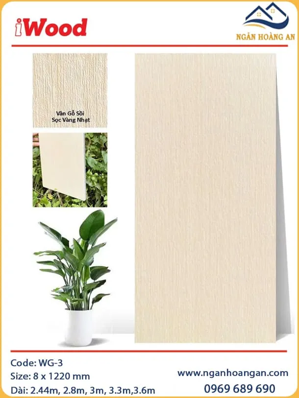 Tấm Ốp Than Tre Vân Gỗ Sồi Sọc Vàng Nhạt iWood WG-3
