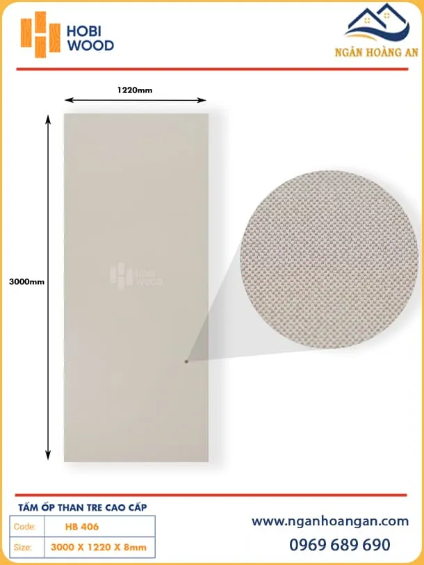 Tấm Ốp Đa Năng Than Tre Vân Vải Bố Hobiwood HB 406