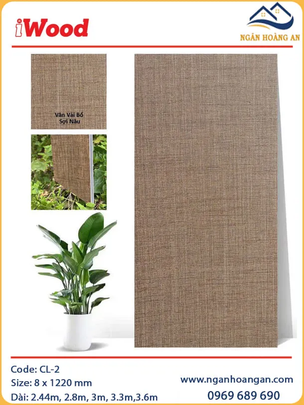Tấm Ốp Than Tre Vân Vải Bố Sợi Nâu iWood CL-2