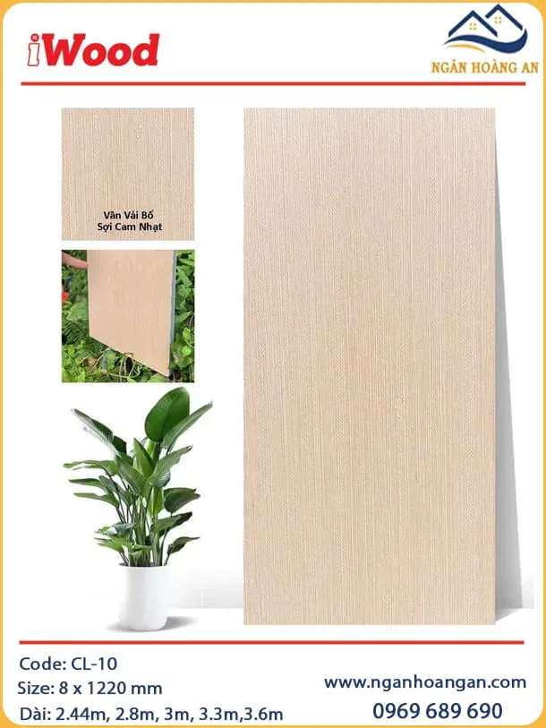Tấm Sợi Than Tre Đa Năng Vân Vải Cam Nhạt iWood CL-10