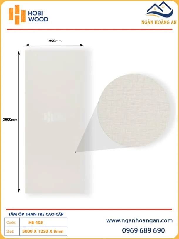 Tấm Ốp Tường Đa Năng Sợi Than Tre Vân Vải Hobiwood HB 405