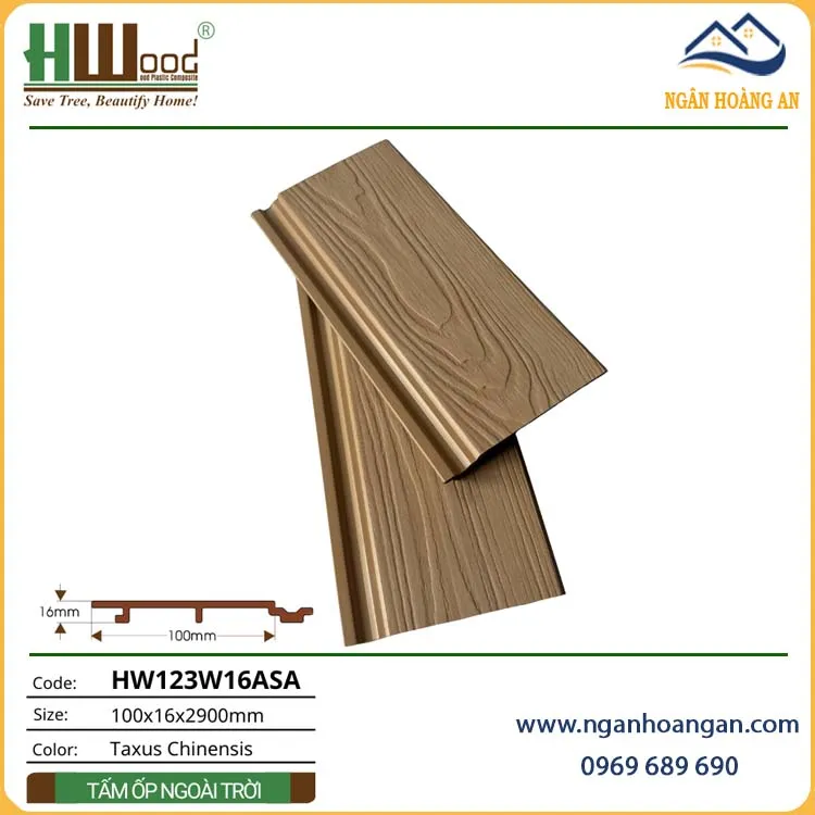 Tấm Ốp Trần Ngoài Trời Phủ ASA Hwood HW123W16ASA Taxus Chinensis
