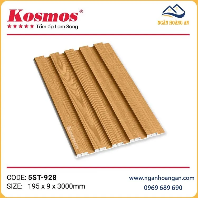 Tấm Ốp Trần Nhựa Lam 5 Sóng Thấp Giả Gỗ Kosmos 5ST-928