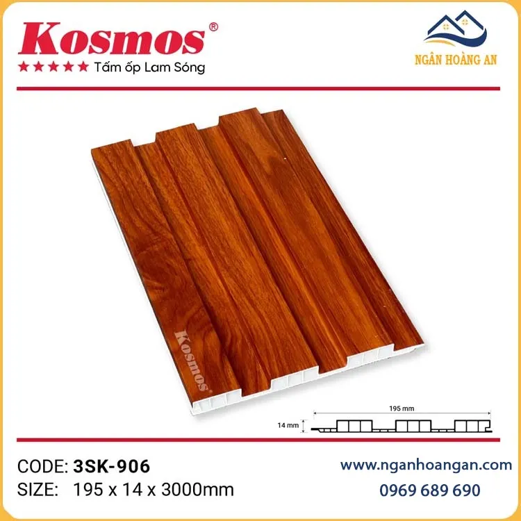 Tấm Ốp Trần Ốp Tường Lam Sóng Chân Kép Kosmos 3SK-906