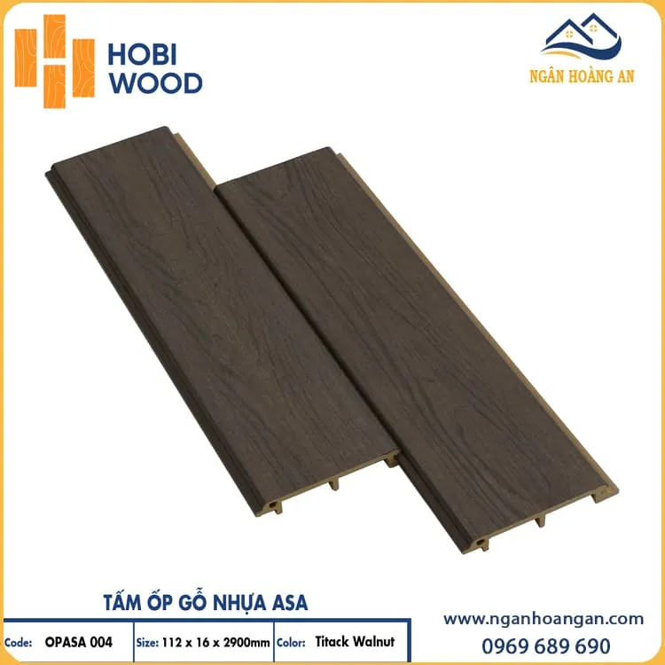 Tấm Ốp Tường Gỗ Nhựa Phủ ASA Hobiwood OPASA 004 Titack Walnut
