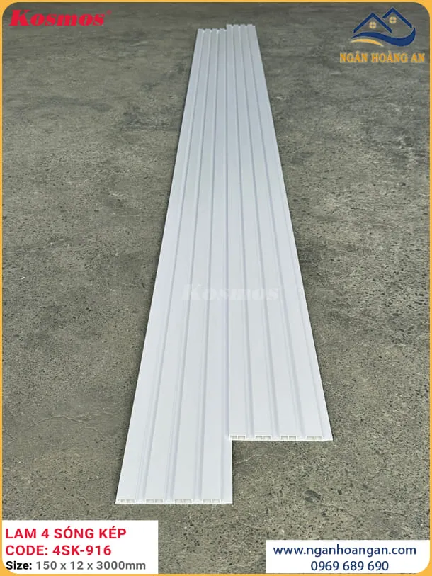 Tấm Ốp Tường Lam Sóng Kép Nhựa Vân Đơn Sắc Kosmos 4SK-916 Tấm Ốp Tường Lam Sóng Kép Nhựa Vân Đơn Sắc Kosmos 4SK-916