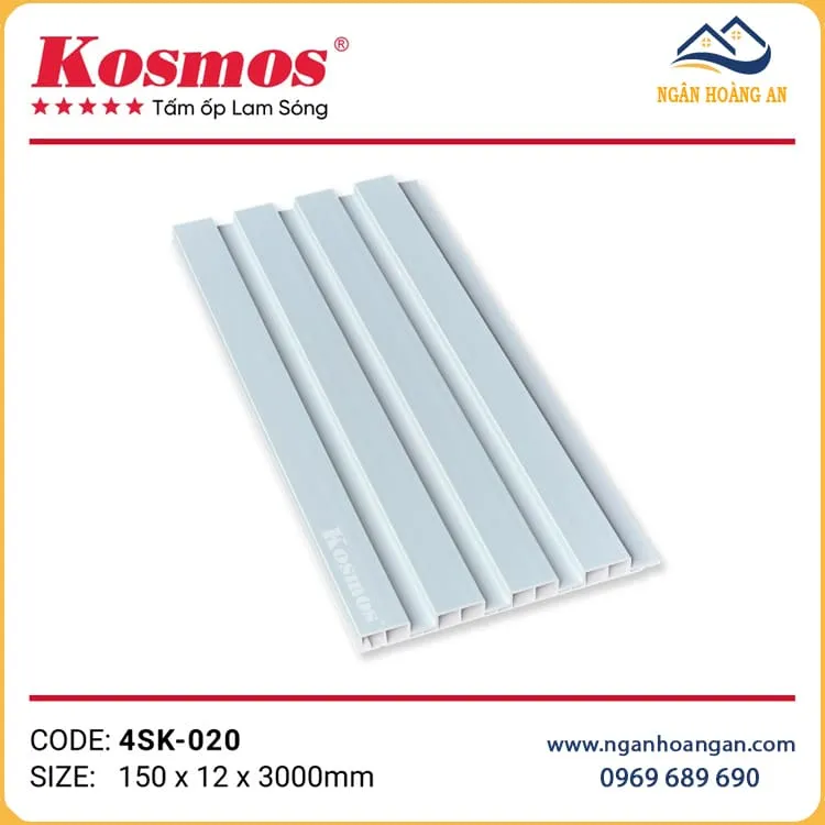 Tấm Ốp Tường Lam 4 Sóng Kép Vân Đơn Sắc Kosmos 4SK-020