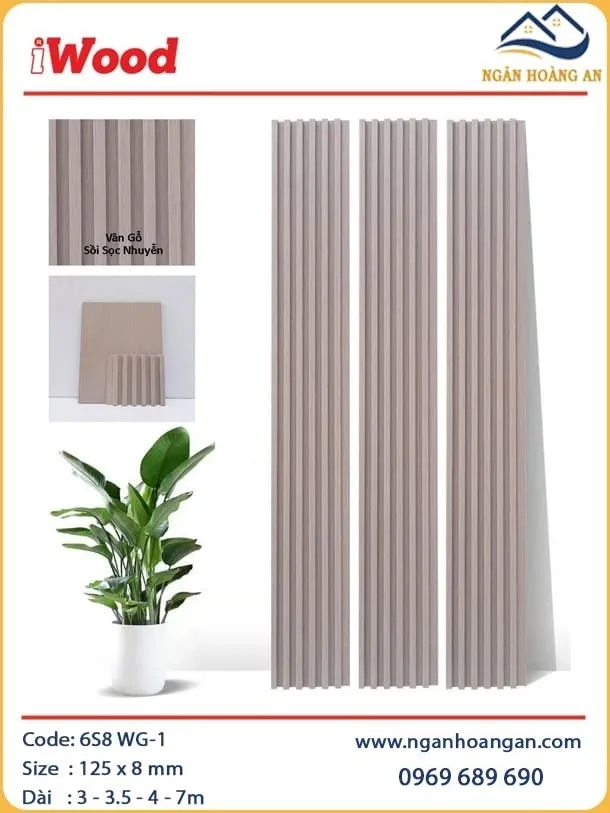 Tấm  Lam Sóng Than Tre Giả Vân Gỗ Sồi iWood 6S8 WG-1