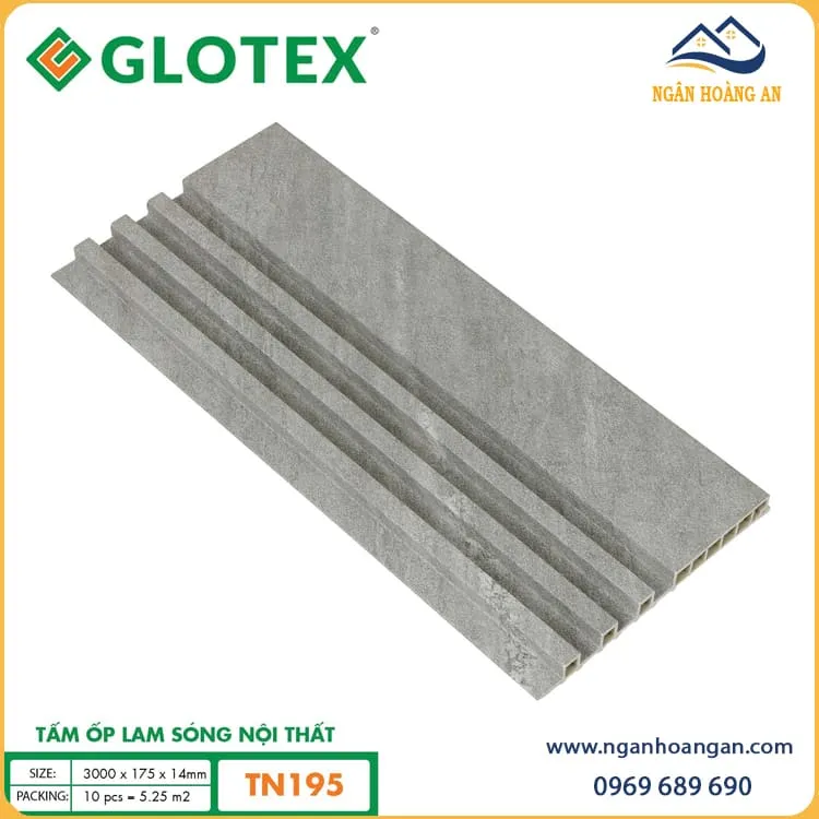 Tấm Ốp Tường Lam Sóng Vân Bê Tông Glotex TN195