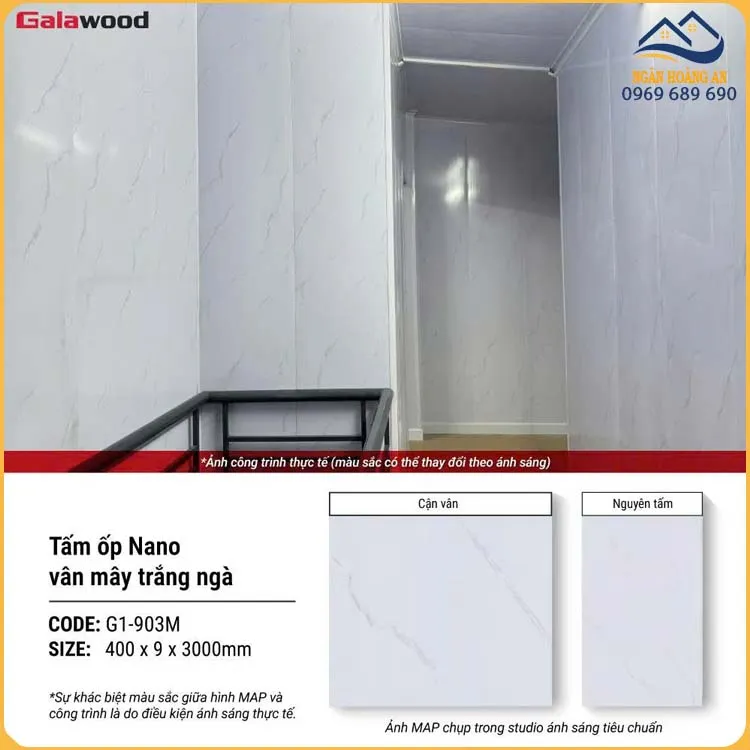 Tấm Nhựa Tường Nano Vân Mây Trắng Galawood G9-003M