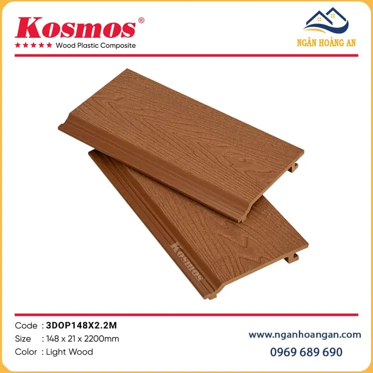 Tấm Ốp Tường Ngoài Trời Kosmos 3DOP148 Light Wood