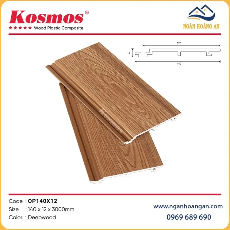 Tấm Ốp Tường Ngoài Trời Phủ ASA Kosmos OP140X12 DeepWood Tấm Ốp Tường Ngoài Trời Phủ ASA Kosmos OP140X12 DeepWood