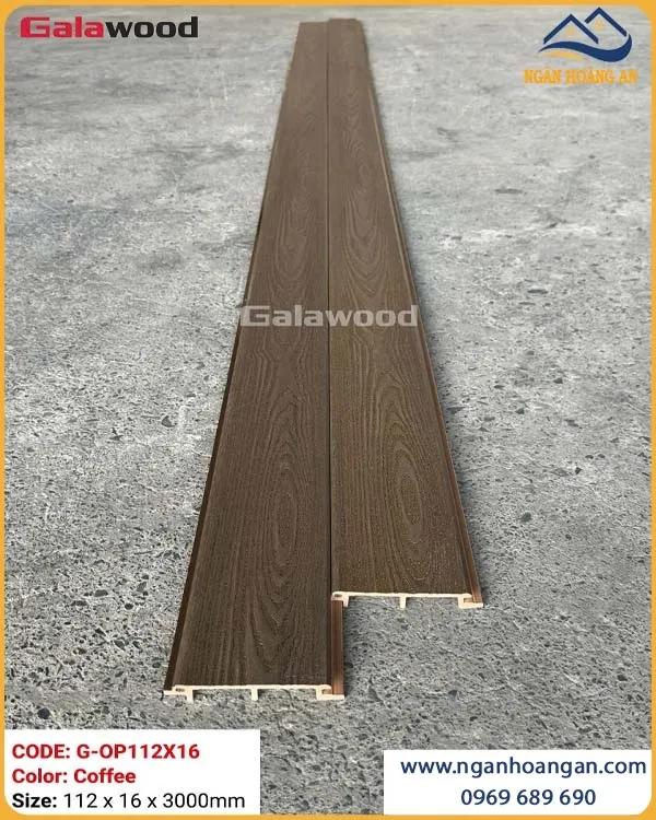 Tấm Ốp Tường Trần Ngoài Trời Phủ ASA Galawood G-OP112X16 Coffee Tấm Ốp Tường Trần Ngoài Trời Phủ ASA Galawood G-OP112X16 Coffee