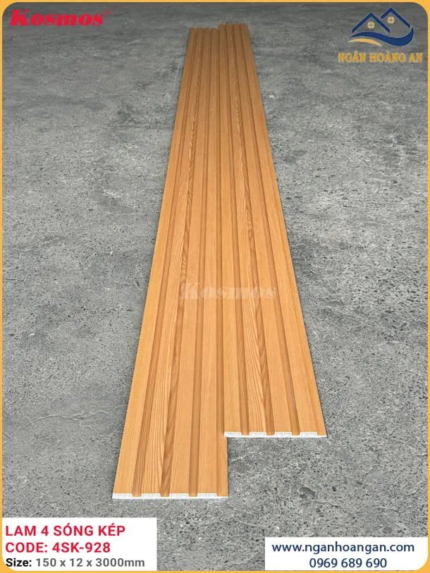 Tấm Ốp Tường Nhựa Lam Sóng Kép Kosmos Giả Gỗ 4SK-928 Tấm Ốp Tường Nhựa Lam Sóng Kép Kosmos Giả Gỗ 4SK-928