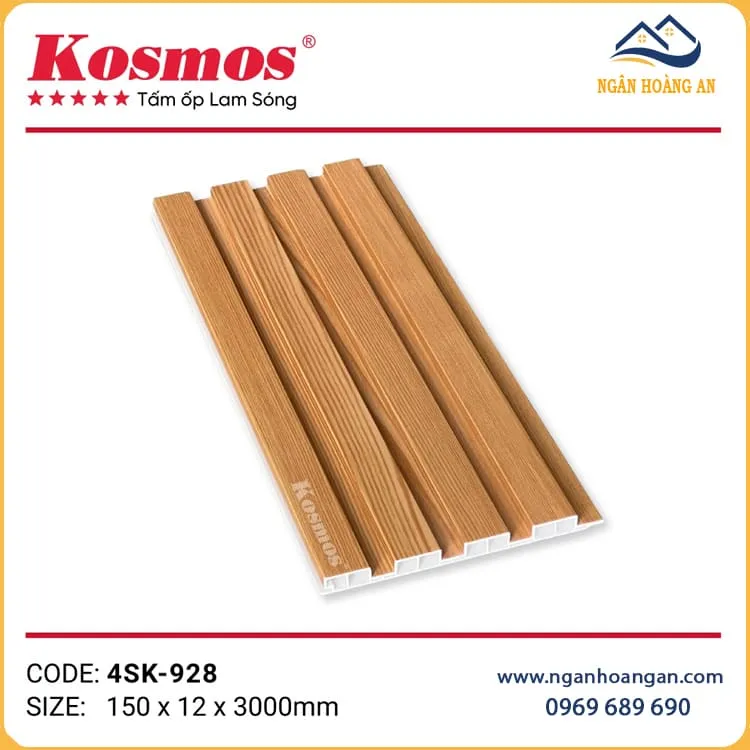 Tấm Ốp Tường Nhựa Lam Sóng Kép Kosmos Giả Gỗ 4SK-928 Tấm Ốp Tường Nhựa Lam Sóng Kép Kosmos Giả Gỗ 4SK-928