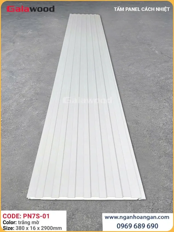 Tấm Ốp Tường Panel Cách Nhiệt 7 Sóng Galawood PN7S-01 Trắng Mờ Tại Hóc Môn TPHCM