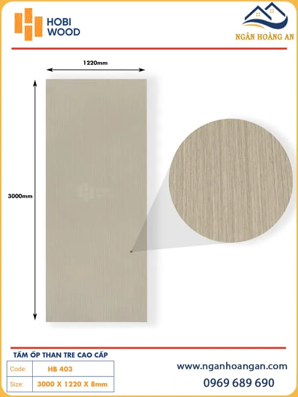 Tấm Ốp Tường Sợi Than Tre Giả Vân Gỗ Hobiwood HB 403