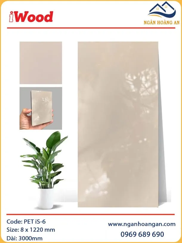 Tấm Ốp Tường Sợi Than Tre Phủ PET iWood iS-6
