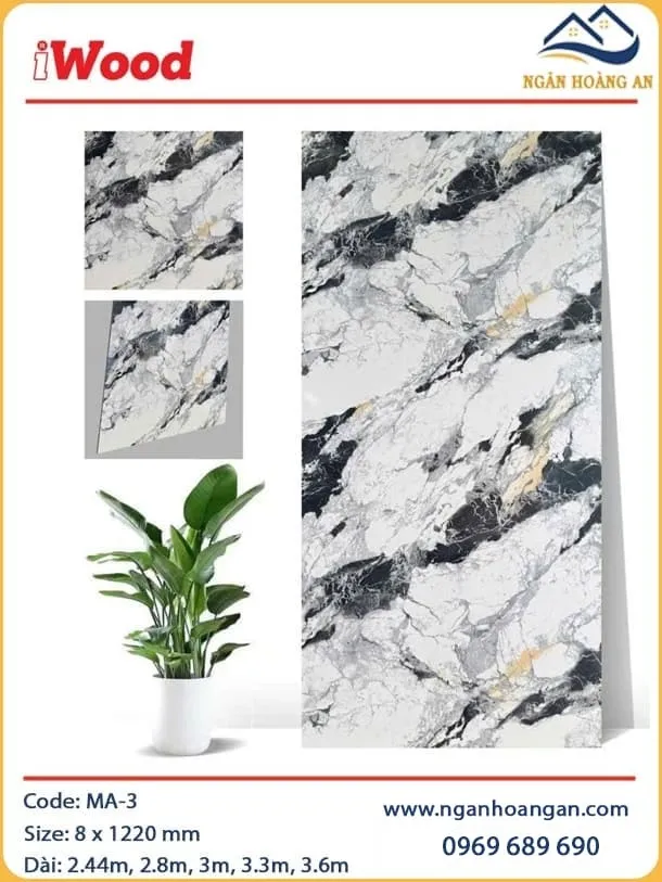 Tấm Ốp Tường Than Tre Đa Năng Vân Đá iWood MA-3