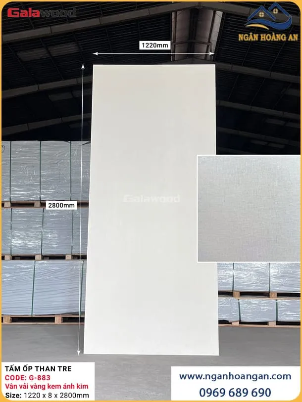 Tấm Ốp Tường Than Tre Galawood Vân Vải Ánh Kim G-883
