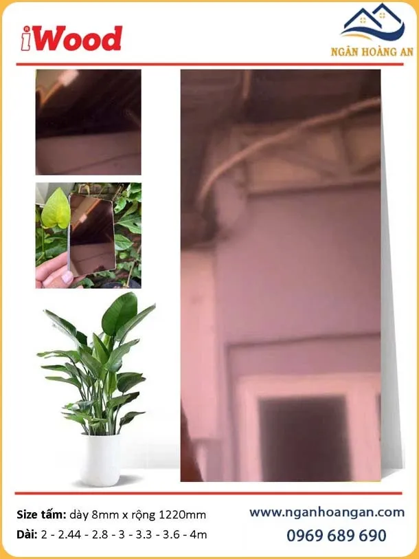 Tấm Ốp Tường Than Tre iWood Film Gương Sâm Panh