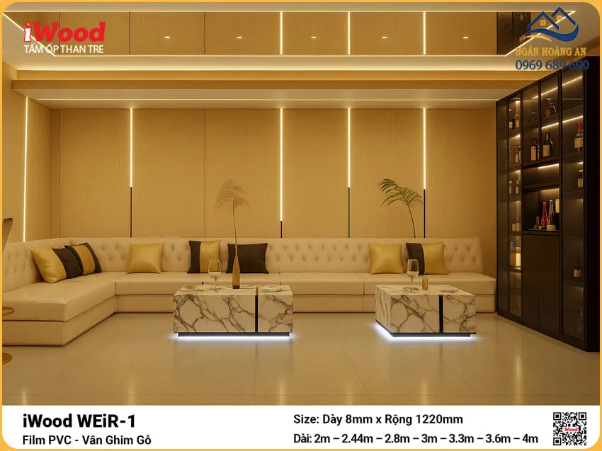 Tấm Ốp Tường Than Tre iWood WEiR-1 Vân Ghim Gỗ Ốp Phòng Khách