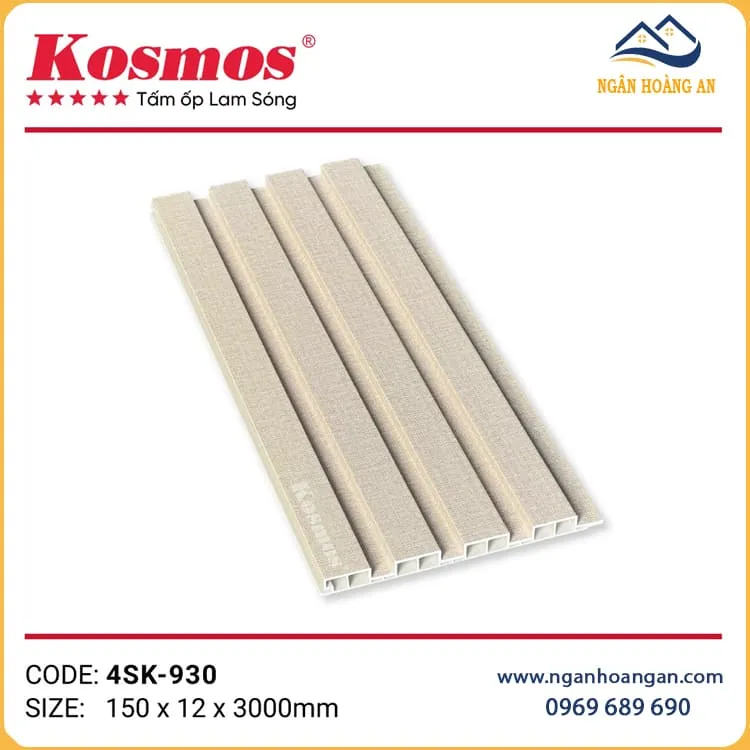 Tấm Ốp Tường Trần Lam 4 Sóng Kép Kosmos Vân Vải 4SK-930