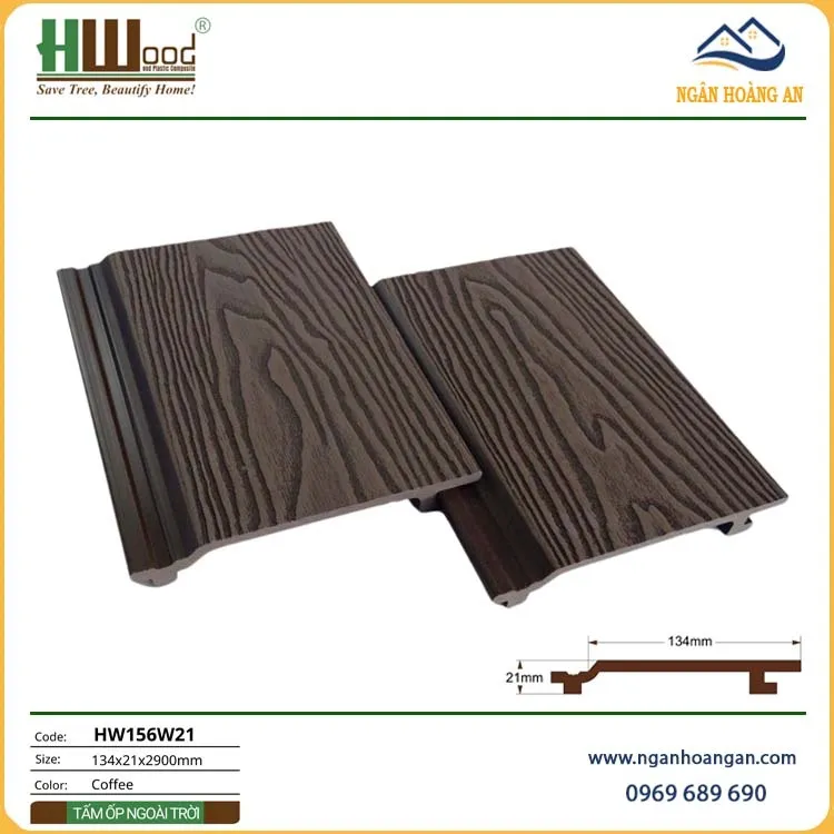 Tấm Ốp Tường Trần Ngoài Trời HW156W21 Coffee