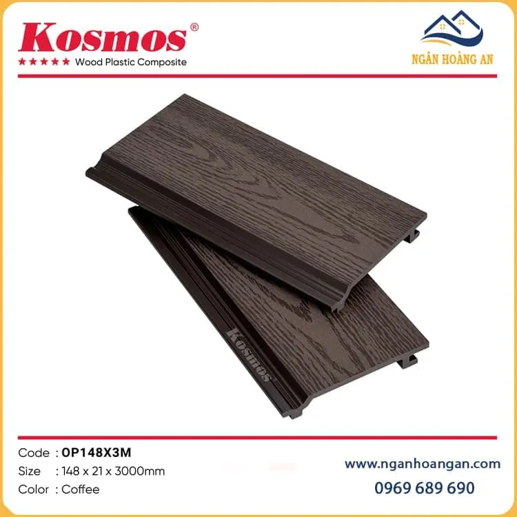 Tấm Ốp Tường Vân Gỗ Ngoài Trời Kosmos OP148X3M Coffee Tấm Ốp Tường Vân Gỗ Ngoài Trời Kosmos OP148X3M Coffee