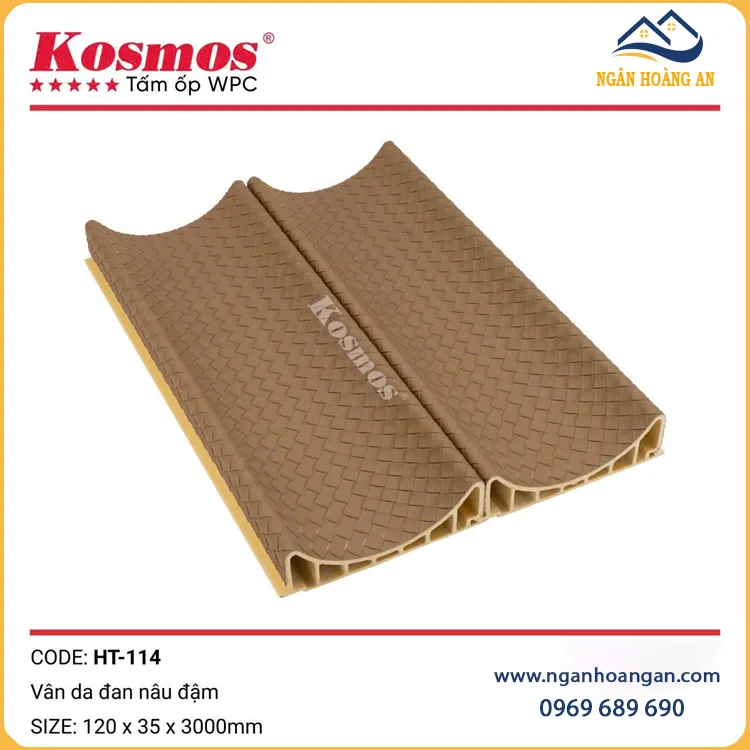Tấm Ốp WPC Vân Da Đan Kosmos 35mm HT-114 Nâu Đậm