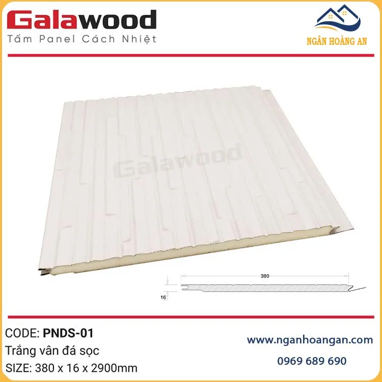 Tấm Panel Cách Nhiệt Galawood 16mm PNDS-01 Vân Đá Sọc Trắng