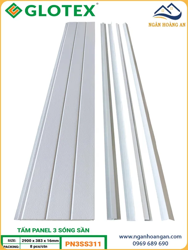 Tấm Panel Cách Nhiệt Glotex 16mm PN3SS311 3 Sóng Vân Sần Trắng
