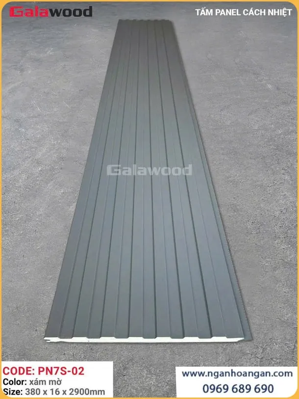 Tấm Panel Ốp Trần Cách Nhiệt Galawood PN7S-02 Xám Mờ Tại Gò Vấp TPHCM